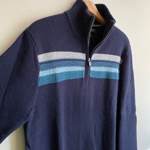 Banana Republic Mens Pullover 1/4 Zip Merino Wool Blend Sweater Collar Size M